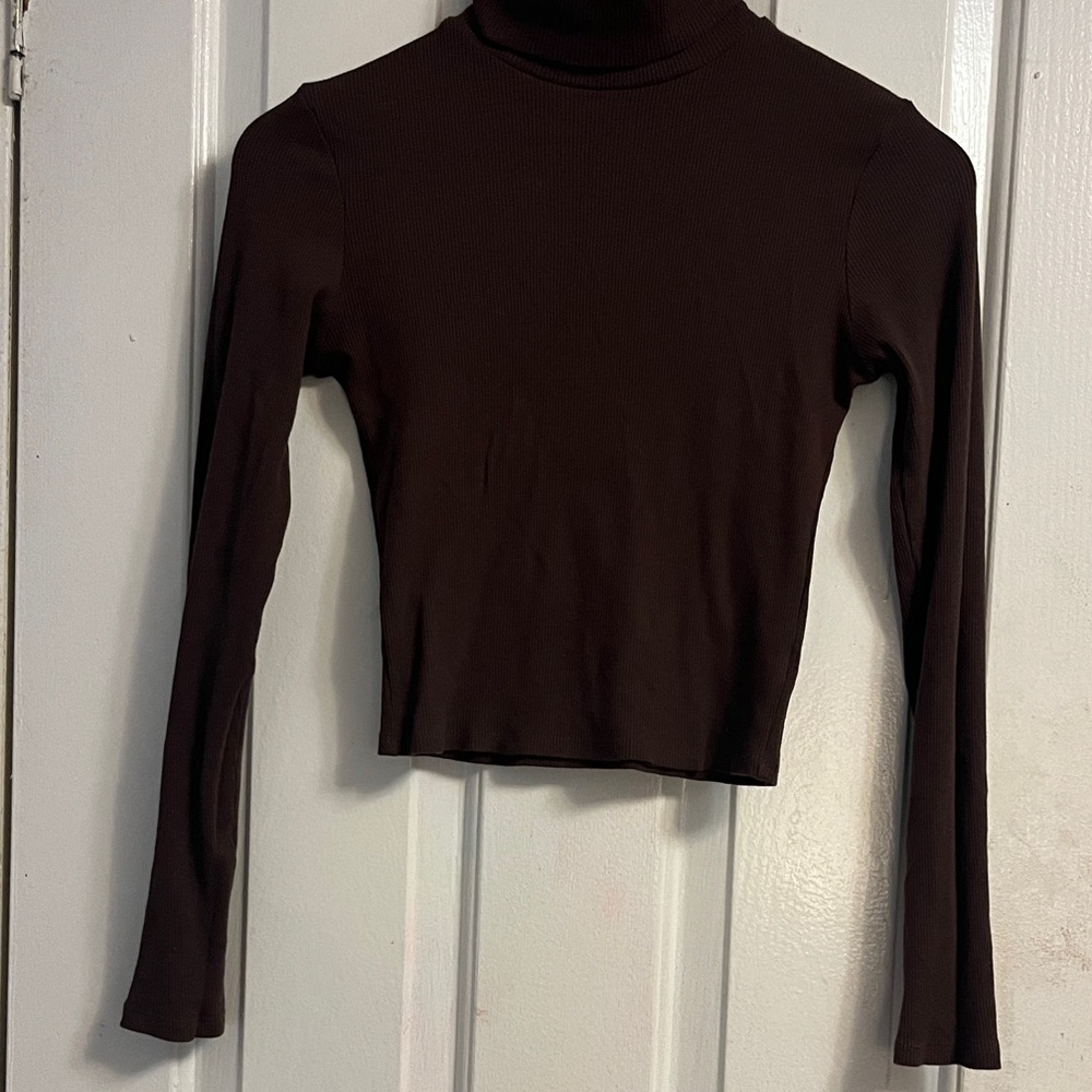 Elegant Brown Turtleneck Top